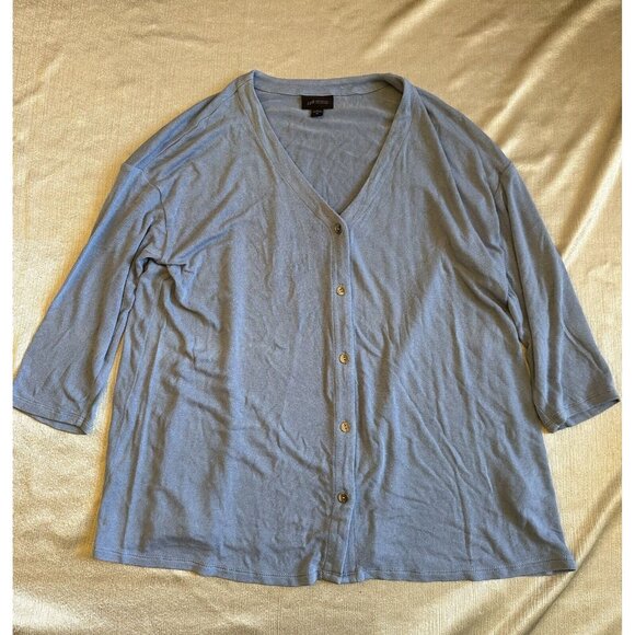 J Jill Wearever‎ Collection Medium Blue Long Sleeve Button Cardigan 3/4 Sleeve - Picture 1 of 7